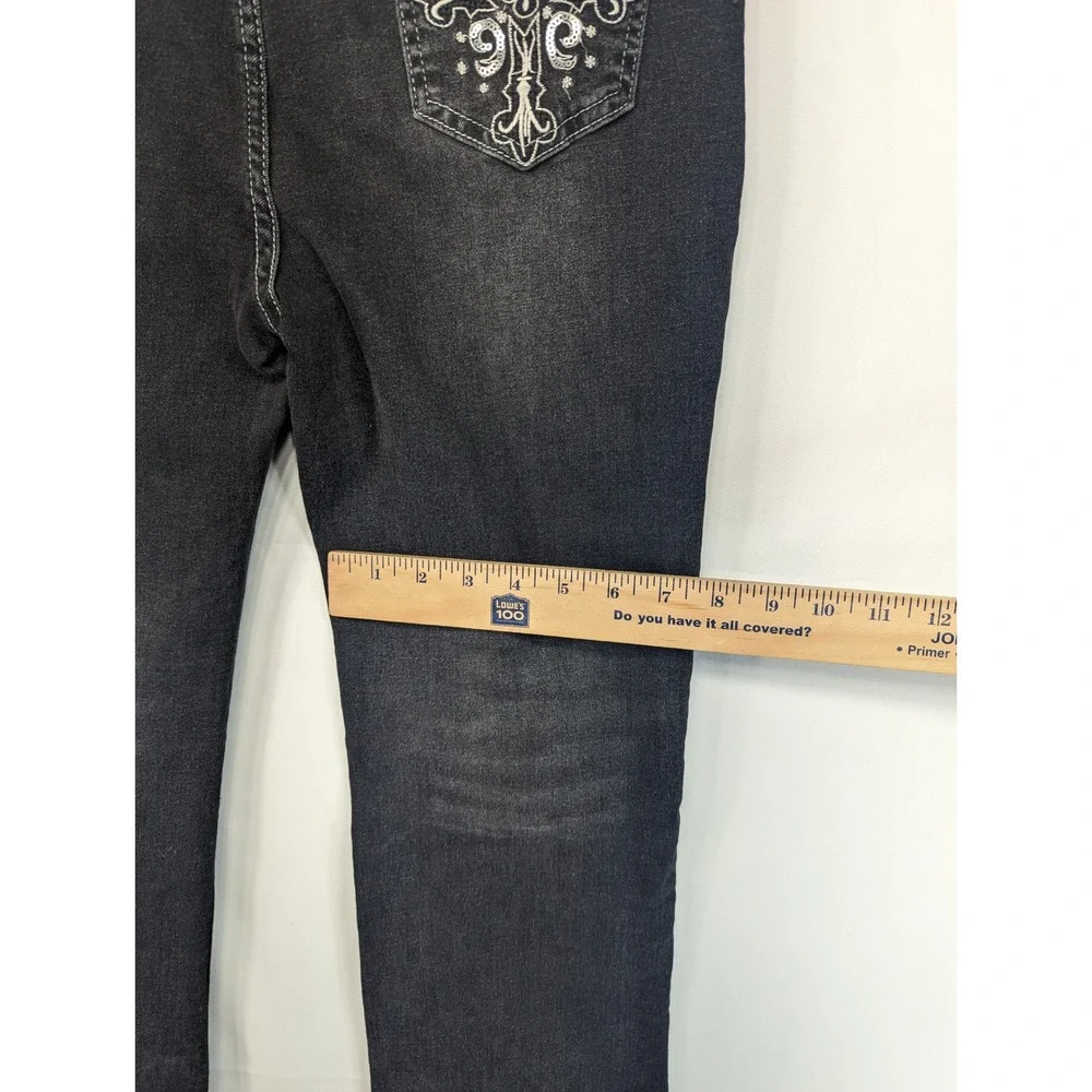 ROMWE Womens Black Wash Straight Jeans Embellished Pockets Size L US 8 10‎